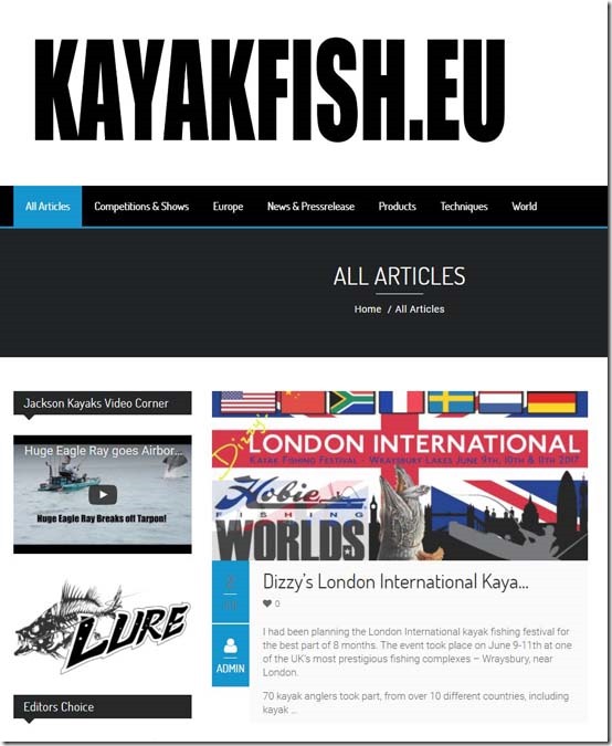 June London International kayak fishing EU website p1 June 2017